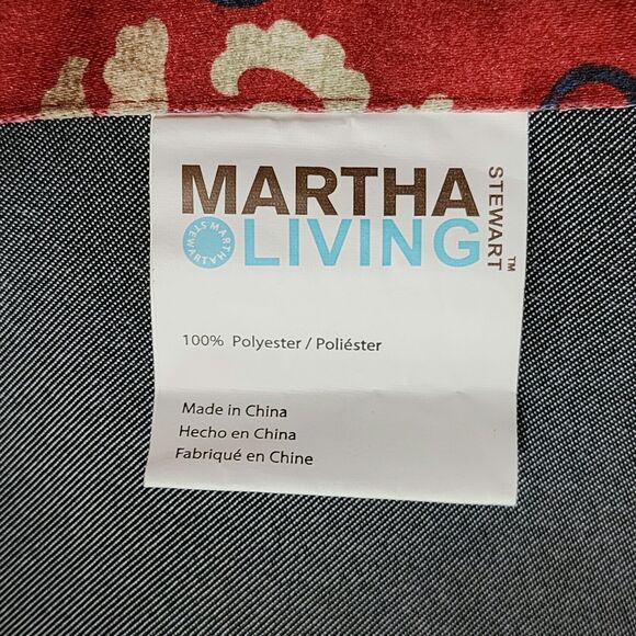 Martha Stewart Living Set of 2 Curtain Panels Red Navy Beige Damask Pattern - Picture 3 of 4